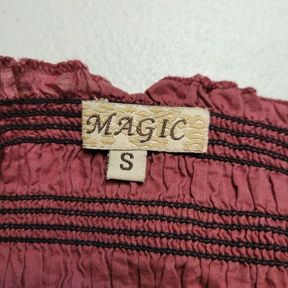 Magic Y2K Pink and White Patterned Women's Dress Smocked Bodice Cotton - Picture 10 of 12